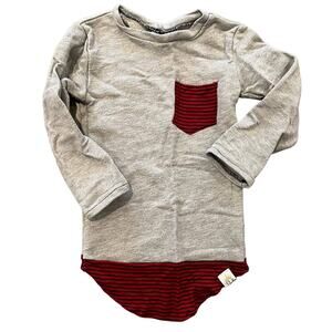 TLK Gray & Red Drop Hem Long Sleeve Shirt Size 18-24 Months